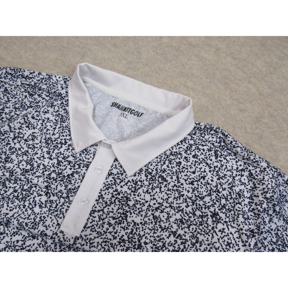 Shankitgolf Mens 3XL Performance Polo Shirt Black White Splatter Print Golf Tee